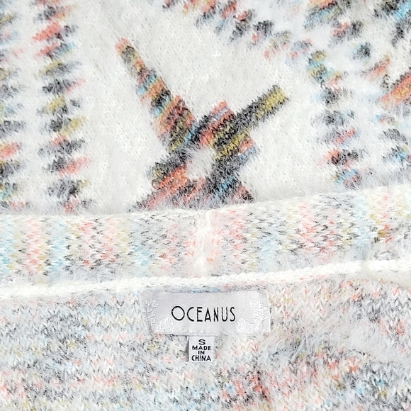 OCEANUS Southwestern Knit Open Front Cardigan Duster Soft & Cozy (S) - Picture 7 of 12